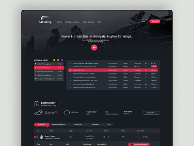 Horse Racing UI Concept dark theme horse racing interface design racing ui design ux design website