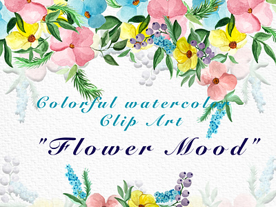 Colorful Watercolor Clip Art "Flower Mood"