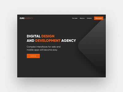 ZURZ AGENCY agency app design digital landing page promo promopage studio ui ui desgin ux ux design web webdesign