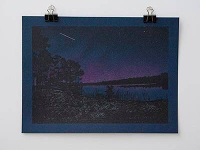 Bluff Lake at Night Screen Print
