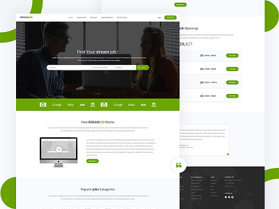 FindDreamJob | Web find green interface jobs landing search task tushit ui ux web website