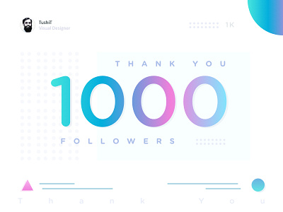 1000 Followers 1000 1k clean colorful followers illustration thank ui ux you