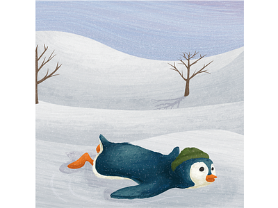 Snowfun, part 3 animals cute art digital illustration penguin ski snow snowboarding winter wintersport
