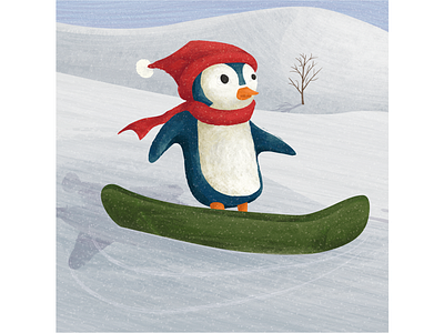 Snowfun, part 1 animals art cute art digital illustration penguin print ski snowboarding winter wintersport