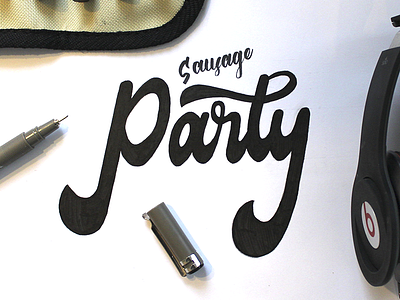 Sausage Party branding calligraphy customtype design hand lettering handwriting logo script type typo typography vector