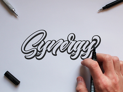 Synergy Showcase brushtype calligraphy cursive handlettering handmadefont handmadetype lettering script type typo typography