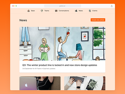 Gretel - Company news app gretel news newsroom saas ui web app