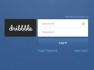 Tally Login blue login ui web