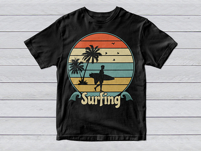 Surfing Adventure T-shirt Design, Summer, Sea Beach adventure apparel branding design graphic design illustration logo logo vector outdoor retro sea beach summer surf surfing t shirt t shirts tee vintage