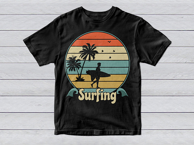 Surfing Adventure T-shirt Design, Summer, Sea Beach