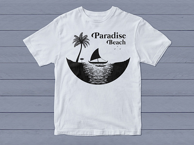 Paradise Beach and Sailboat with the Pacific Proa Silhouette