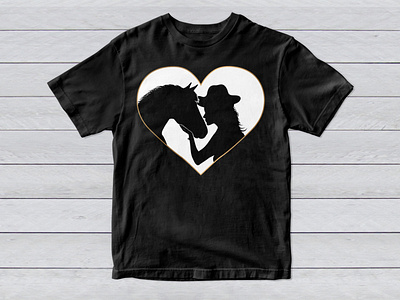 Girl kissing her horse in love, T-Shirt Design
