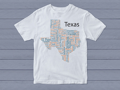 Word Cloud T-Shirt Design for Texas in the USA advertising