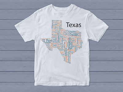 Word Cloud T-Shirt Design for Texas in the USA