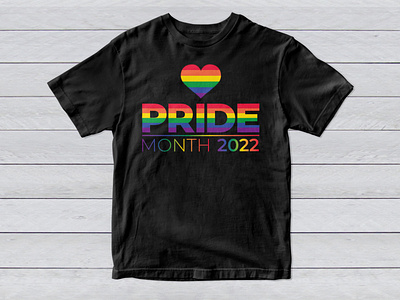 Pride Month 2022 with Rainbow Love T-Shirt Design.