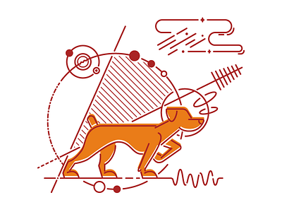 Sci-Fi Dog dog illustration line art line illustration lines orange science space