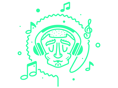 Melomaniac green headphones illo illustration jam music neon notes vibes whistle zen zone
