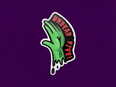 Up high, brain-eater! halloween hand high five illustration scary spooky sticker undead zombie