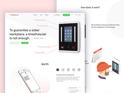 Work Sober Landing alcohol landing page pink startup tech ui visual web web design web design