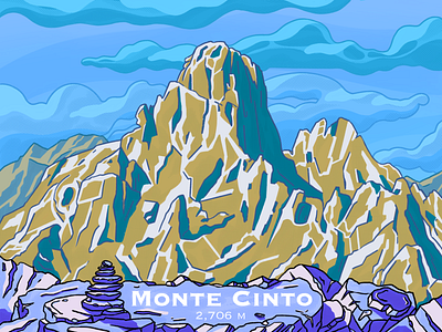 🦋 Monte Cinto illustration montecinto mountain nature peak procreate stones
