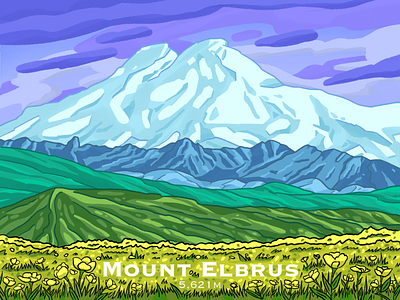 ⚡ Mount Elbrus art elbrus flowers mountain nature peak procreate senko