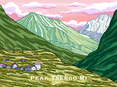 🏯 Peak Tsergo Ri color drawing illustraion illustration nepal peak procreate senko