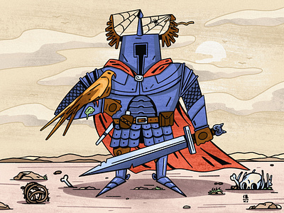 🌞 Desert warrior desert eagle illustraion knight nature procreate senko sword