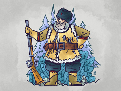 ❄️ Siberian Cossack character cossack design illustration procreate senko siberian warrior