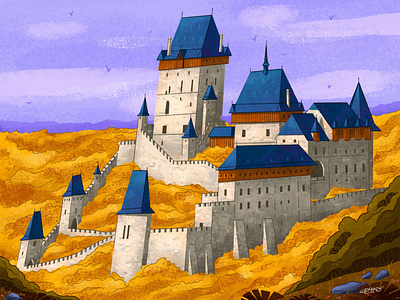 🏰 Karlstejn castle autumn castle drawing illustration nature prague senko texture