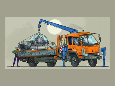⚙️ Loading design drawing illustraion rickandmorty senko shipment truck ufo