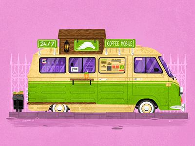 Сoffee truck №2 car coffee cup happy illustration mobile senko truck