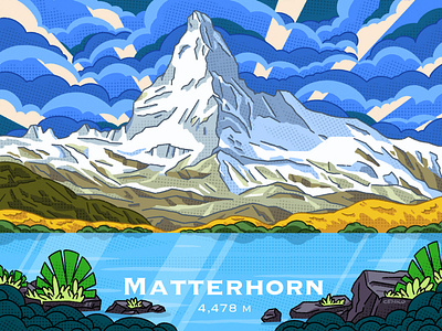 Matterhorn 2022 clouds illustration lake matterhorn mountain nature senko