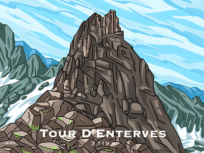 Tour D'Enterves clouds illustration italy mountain nature senko snow stone