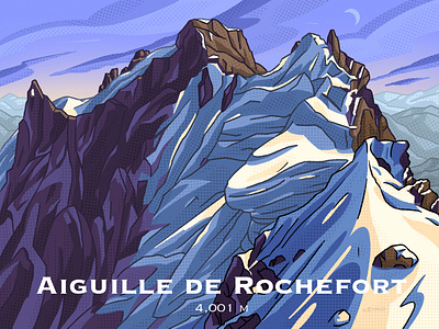 Aiguille De Rochefort design illustration mountains nature rocks senko side snow