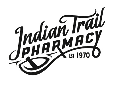 Indian Trail Pharmacy Logo WIP apothecary indian trail lettering logo mortar nc pestle pharmacy