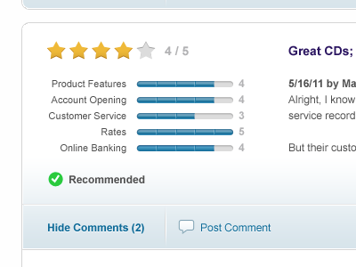 Customer ratings