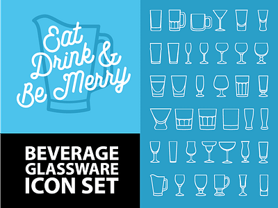Beverage Glassware Icon set