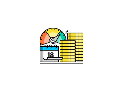 Investing Advice brokerage calendar coins finance gauge illustration investing money mono