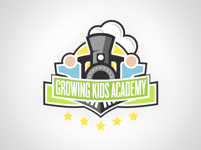 Growing Kids Academy branding children choo choo day care daycare illustrator infant logo pro bono toddler train vector