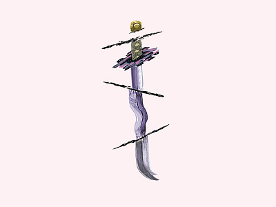 Blade broadsword illustration katana split surreal sword