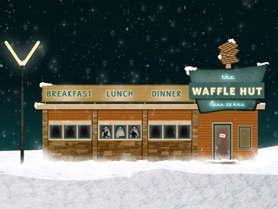 The Waffle Hut diner fargo illustration poster snow tv tv series vector