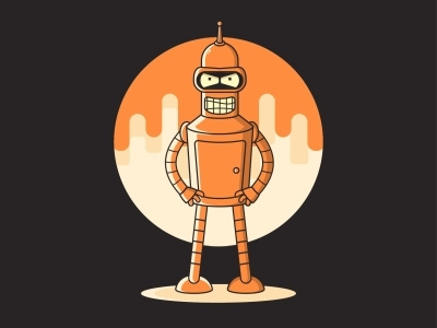 Bender bender character illustration minimalist retro scifi vector