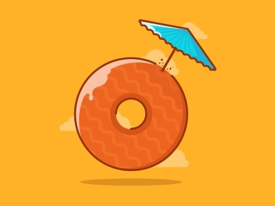 Summer Donut donut flat icon illustration retro summer vector