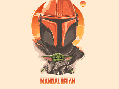 The Mandalorian Poster baby yoda film graphic design illustration jedi keyart mandalorian movie art movie poster poster starwars tv tv show vector