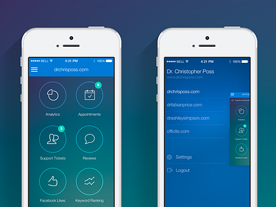 Officite Designs apple blue doctor ios 7 iphone menu ui ux