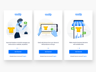 Weebly Onboarding android blue illustration iphone onboarding ui ux