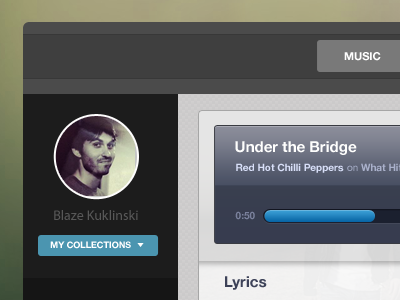 Collections Preview albums app blue clean dark interface music simple ui window