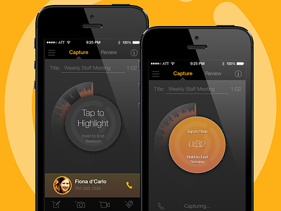 Cogi Hero Shots app audio ios mobile mockup notes orange recorder waveform