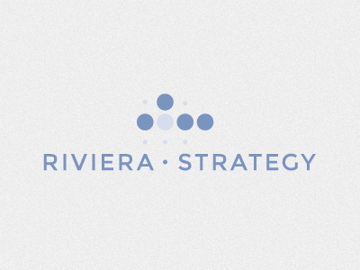 And a pivot... to Riviera Strategy blue dots grid logo logotype montserrat