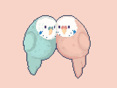 double pxl-parrots birb bird birds cute cute art illustration parrot pixel pixel art pixelart